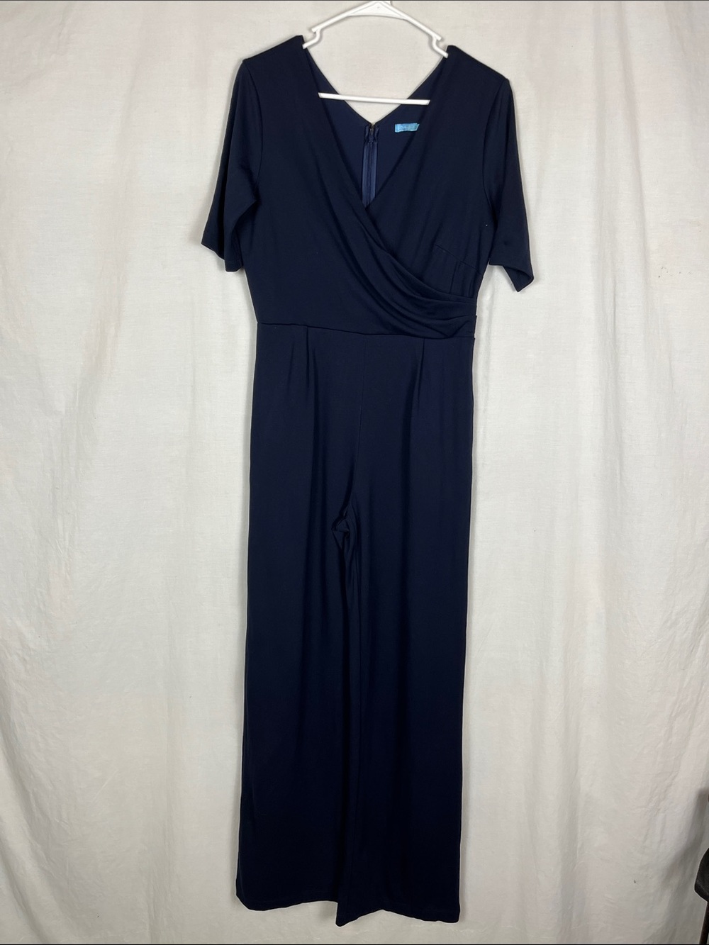 J. McLaughlin Blue V Neck Short Sleeve Nicole Jumpsuit Jumper